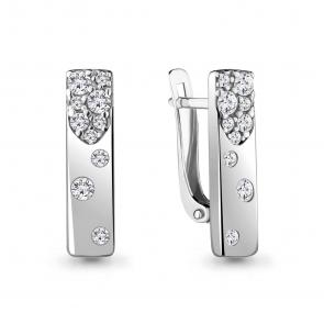 Серебряные серьги AQUAMARINE с фианитом А48406А фото