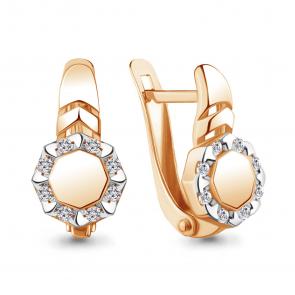Серьги из золочёного серебра AQUAMARINE с фианитом А48413А-пк фото