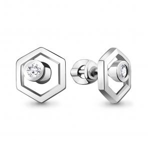 Серебряные серьги AQUAMARINE с фианитом А48421А фото