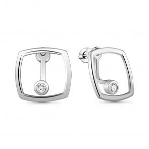 Серебряные серьги AQUAMARINE с фианитом А48426А фото