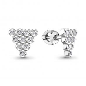 Серебряные серьги AQUAMARINE с фианитом А48431А фото