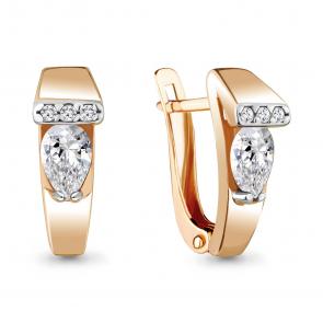 Серьги из золочёного серебра AQUAMARINE с фианитом А48448А-п фото
