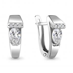 Серебряные серьги AQUAMARINE с фианитом А48448А фото