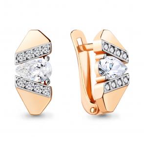 Серьги из золочёного серебра AQUAMARINE с фианитом А48449А-пк фото