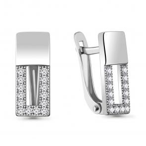 Серебряные серьги AQUAMARINE с фианитом А48452А фото