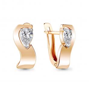 Серьги из золочёного серебра AQUAMARINE с фианитом А48457-пк фото