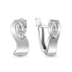 Серебряные серьги AQUAMARINE с фианитом А48457 фото
