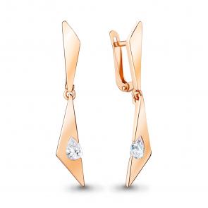 Серьги из золочёного серебра AQUAMARINE с фианитом А48460-п фото