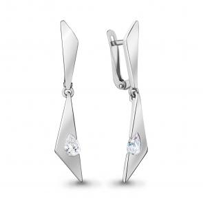 Серебряные серьги AQUAMARINE с фианитом А48460 фото