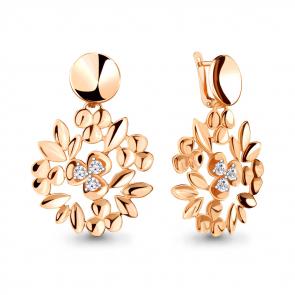 Серьги из золочёного серебра AQUAMARINE с фианитом А48466-п фото