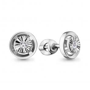 Серебряные серьги AQUAMARINE с фианитом А48467 фото