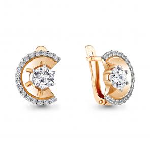 Серьги из золочёного серебра AQUAMARINE с фианитом А48477А-п фото