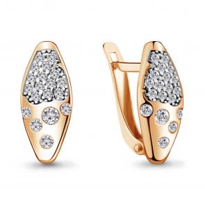 Серьги из золочёного серебра AQUAMARINE с фианитом А48488А-п фото