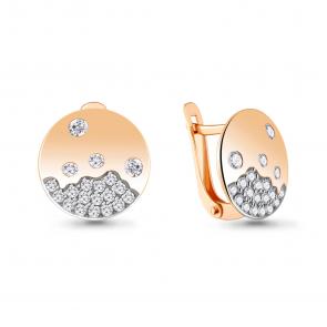 Серьги из золочёного серебра AQUAMARINE с фианитом А48489А-п фото