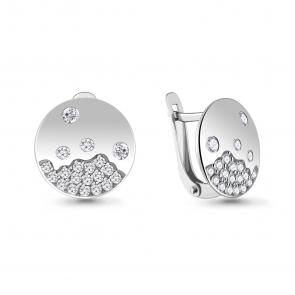 Серебряные серьги AQUAMARINE с фианитом А48489А фото