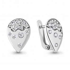 Серебряные серьги AQUAMARINE с фианитом А48490А фото