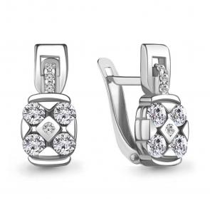 Серебряные серьги AQUAMARINE с фианитом А48504А фото