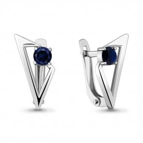 Серебряные серьги AQUAMARINE с гидротермальным сапфиром А48508Б фото