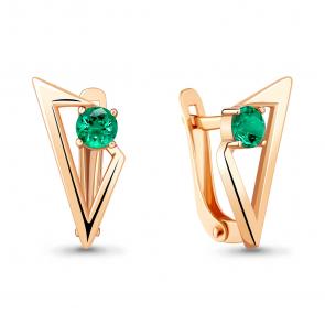 Серьги из золочёного серебра AQUAMARINE с гидротермальным изумрудом А48508Г-п фото