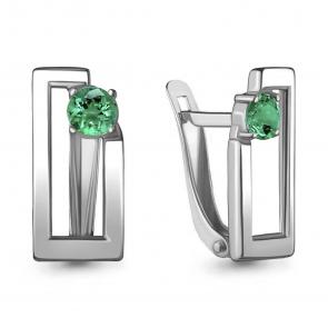 Серебряные серьги AQUAMARINE с гидротермальным изумрудом А48509Г фото