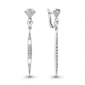 Серебряные серьги AQUAMARINE с фианитом А48513А фото