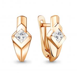 Серьги из золочёного серебра AQUAMARINE с фианитом А48517-п фото