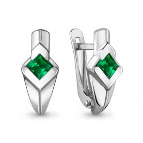 Серебряные серьги AQUAMARINE с гидротермальным изумрудом А48517П фото