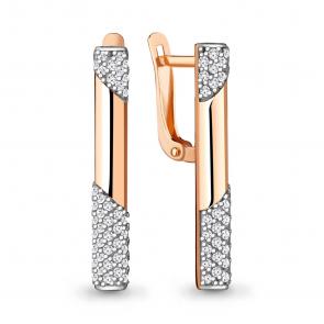 Серьги из золочёного серебра AQUAMARINE с фианитом А48524А-п фото