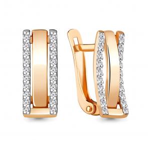 Серьги из золочёного серебра AQUAMARINE с фианитом А48540А-п фото