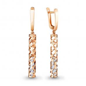Серебряные серьги AQUAMARINE с подвижным фианитом А48550А-п фото