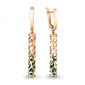 Серьги из золочёного серебра AQUAMARINE с подвижным фианитом А48550П-п фото