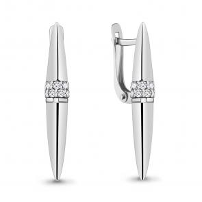 Серебряные серьги AQUAMARINE с фианитом А48572А фото