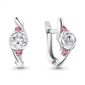 Серебряные серьги AQUAMARINE с фианитом А48574АВ фото