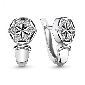 Серебряные серьги AQUAMARINE с фианитом А48585А фото