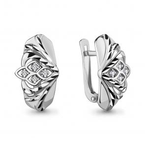 Серебряные серьги AQUAMARINE с фианитом А48587А фото