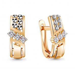 Серьги из золочёного серебра AQUAMARINE с фианитом А48588А-пк фото