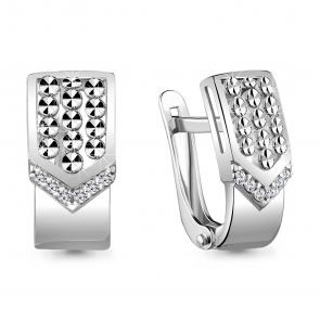 Серебряные серьги AQUAMARINE с фианитом А48589А фото