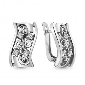 Серебряные серьги AQUAMARINE с фианитом А48590А фото