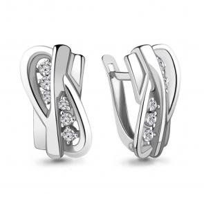 Серебряные серьги AQUAMARINE с фианитом А48593А фото