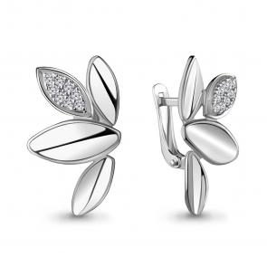 Серебряные серьги AQUAMARINE с фианитом А48599А фото