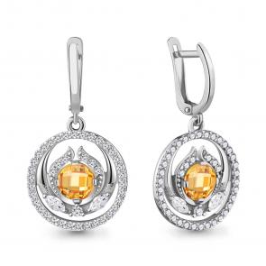 Серебряные серьги AQUAMARINE с фианитом А48607АЕ фото