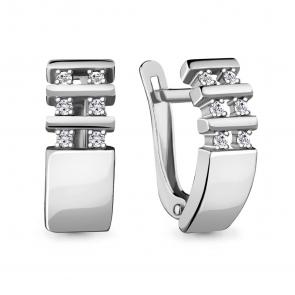 Серебряные серьги AQUAMARINE с фианитом А48611А фото