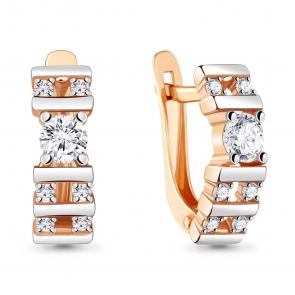 Серьги из золочёного серебра AQUAMARINE с фианитом А48612А-пк фото