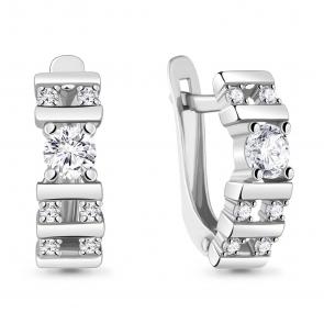 Серебряные серьги AQUAMARINE с фианитом А48612А фото