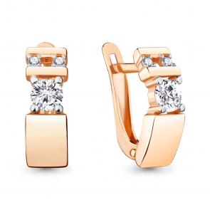 Серьги из золочёного серебра AQUAMARINE с фианитом А48614А-п фото