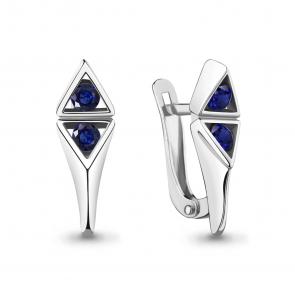 Серебряные серьги AQUAMARINE с гидротермальным сапфиром А48642Б фото