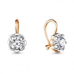 Серьги из золочёного серебра AQUAMARINE с фианитом А48645А-пк фото