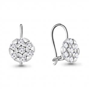 Серебряные серьги AQUAMARINE с фианитом А48646А фото