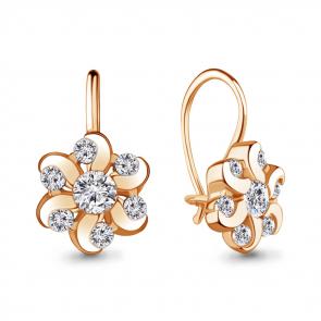 Серьги из золочёного серебра AQUAMARINE с фианитом А48650А-п фото