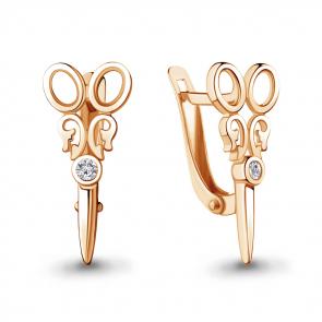 Серьги из золочёного серебра AQUAMARINE с фианитом А48655А-п фото